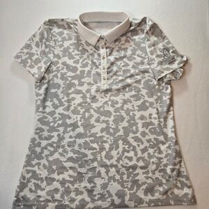 Dunning Golf Polo Shirt Womens Large Grey White Camo Prescott Golf Club Logo